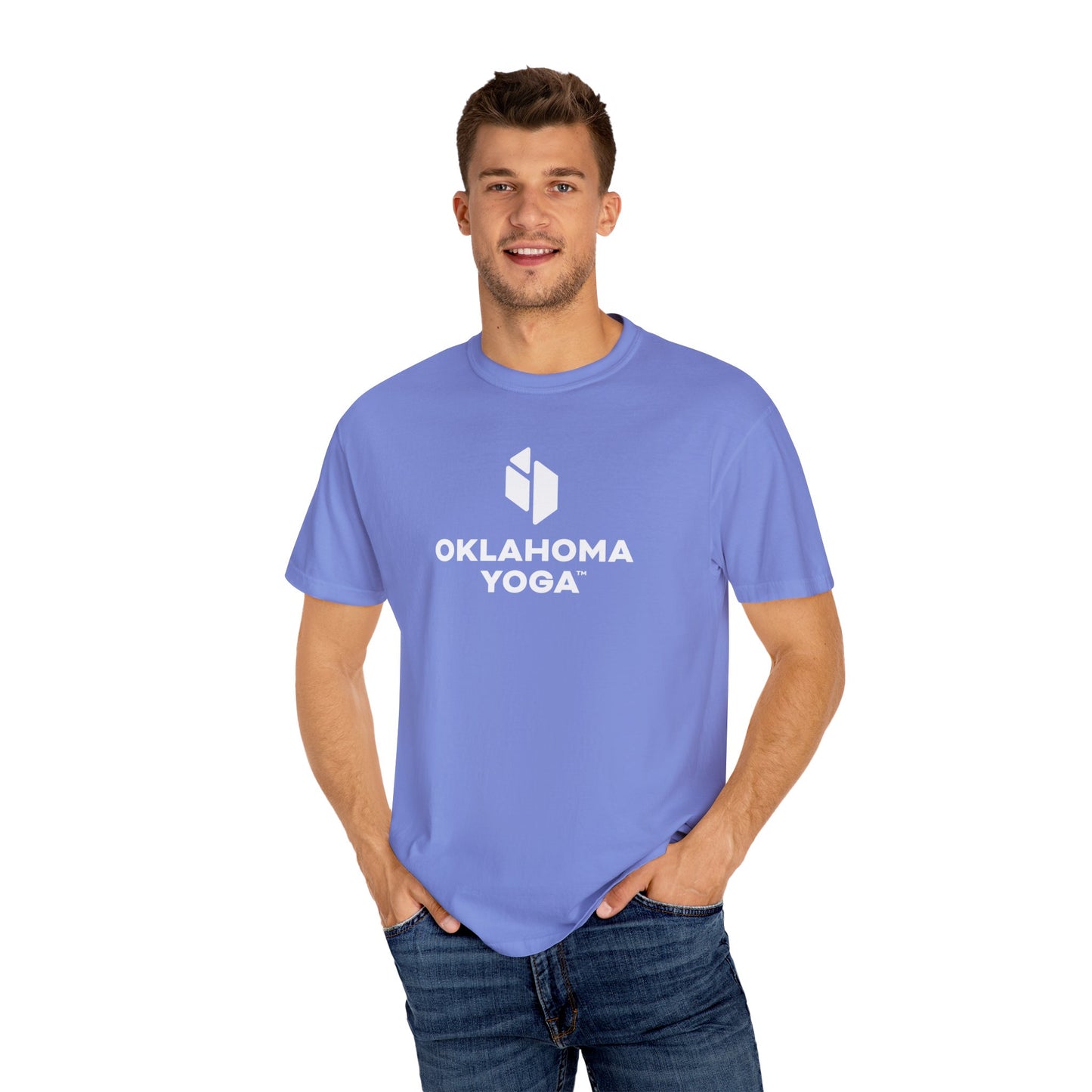 Oklahoma Yoga - Comfort Colors Unisex Tee with Backside Logo