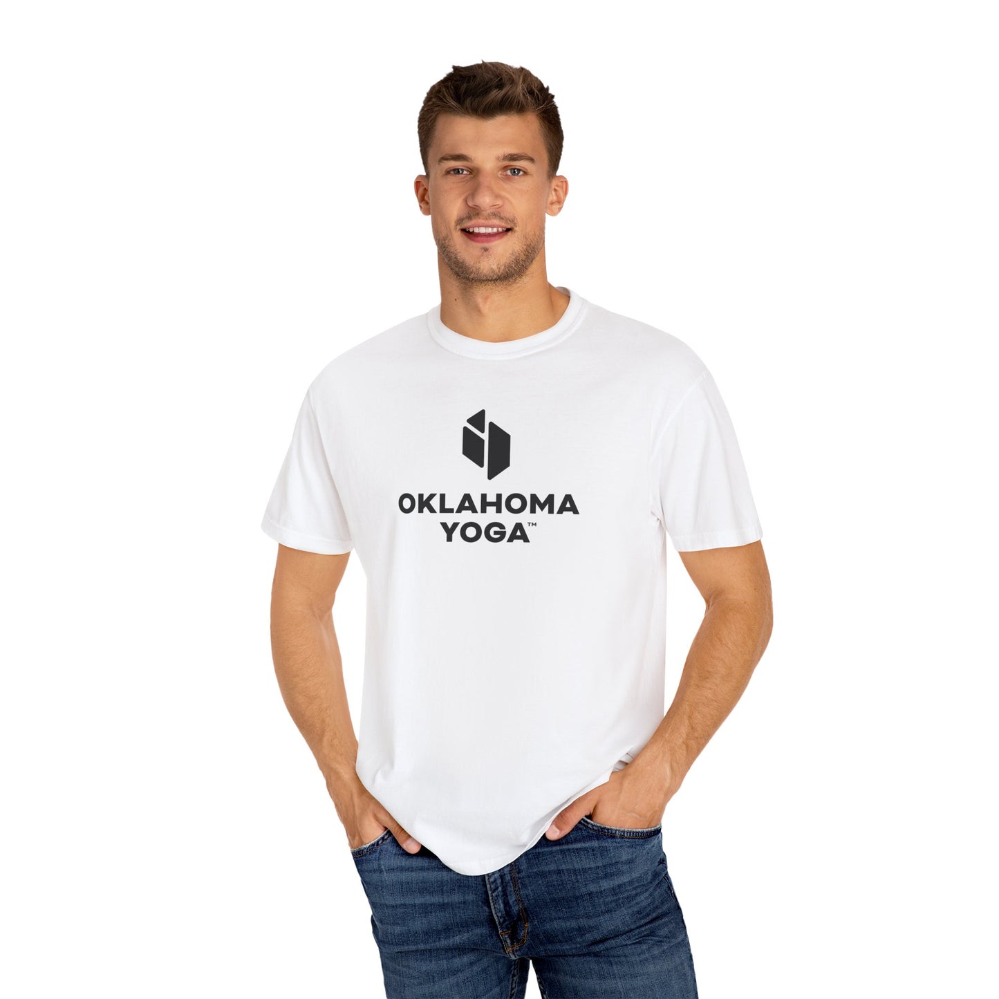 Oklahoma Yoga - Comfort Colors Unisex Tee with Backside Logo