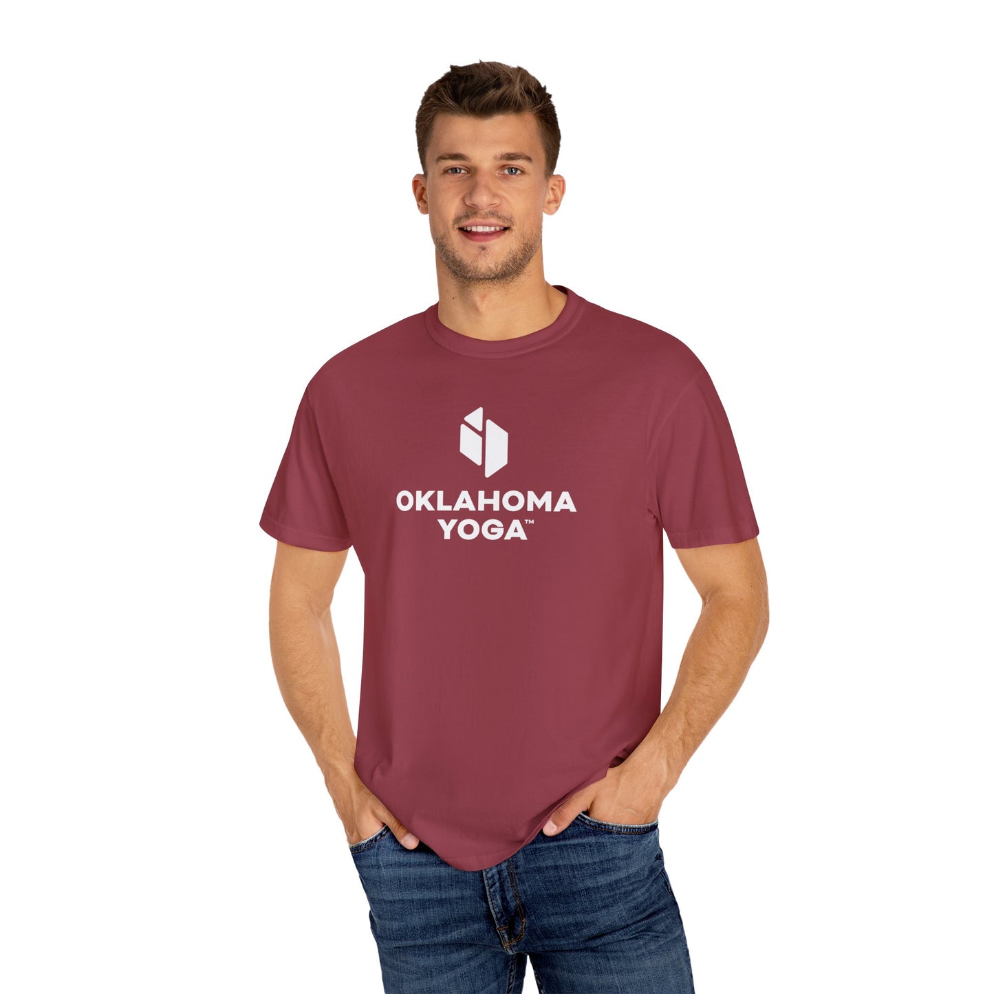 Oklahoma Yoga - Comfort Colors Unisex Tee with Backside Logo