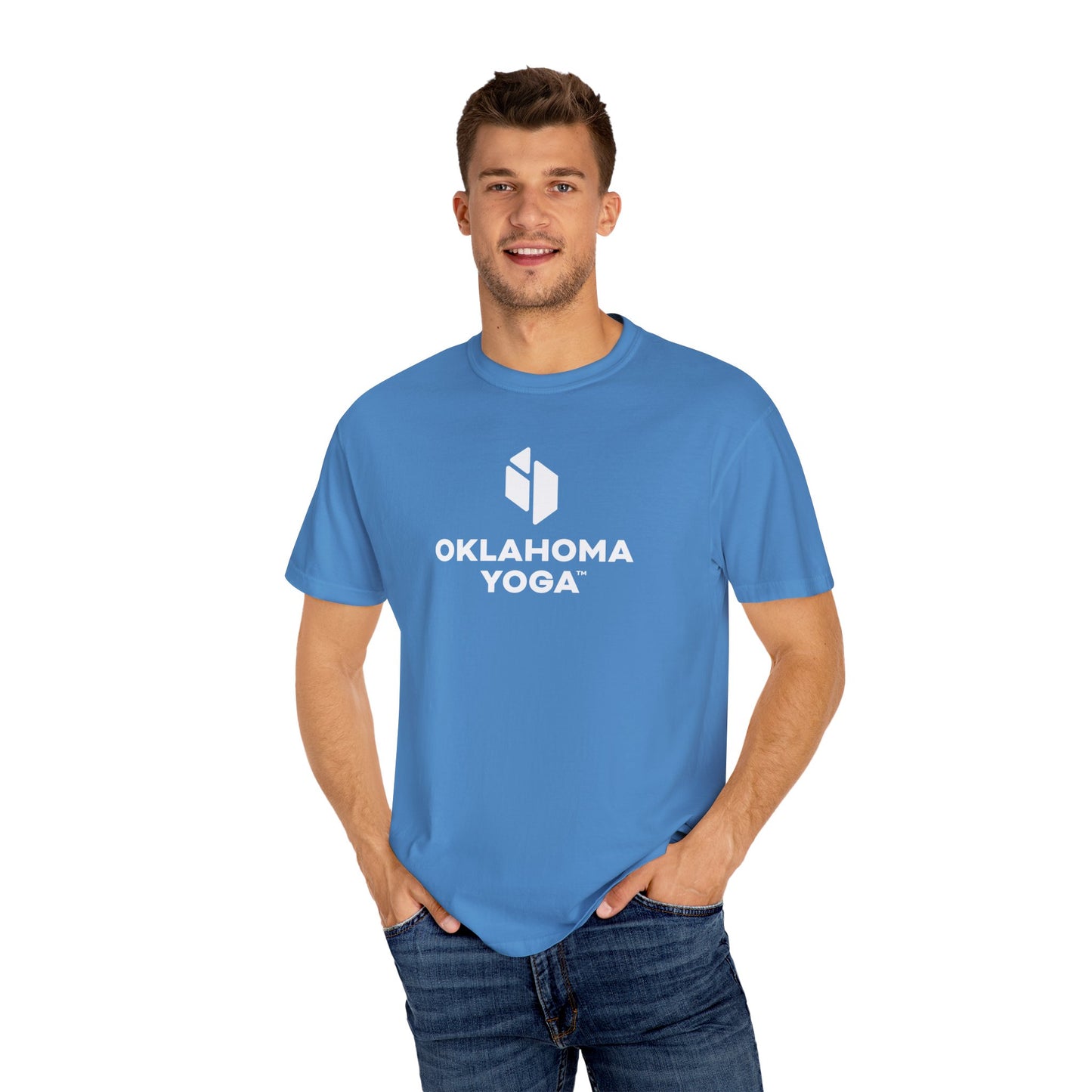 Oklahoma Yoga - Comfort Colors Unisex Tee with Backside Logo