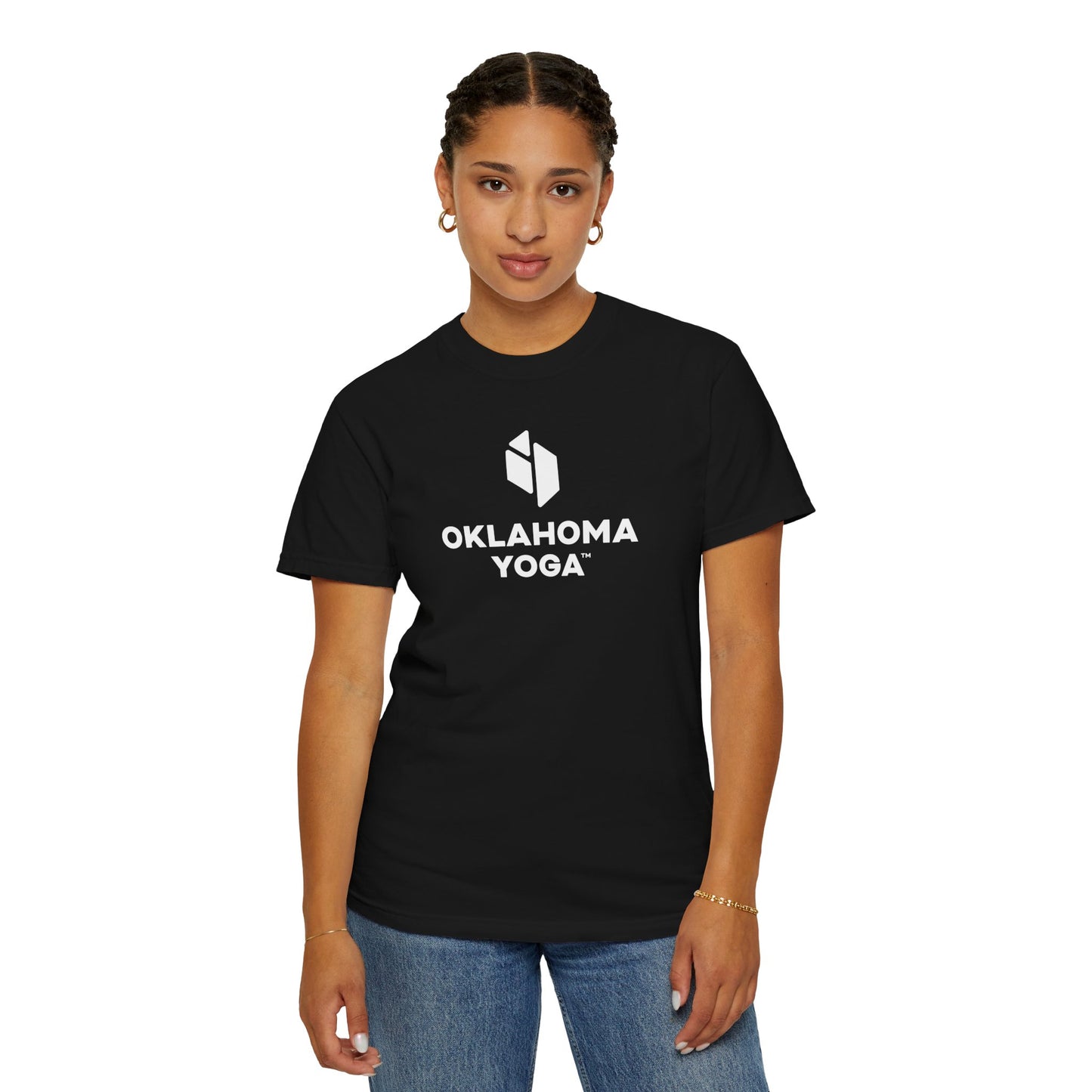 Oklahoma Yoga - Comfort Colors Unisex Tee with Backside Logo