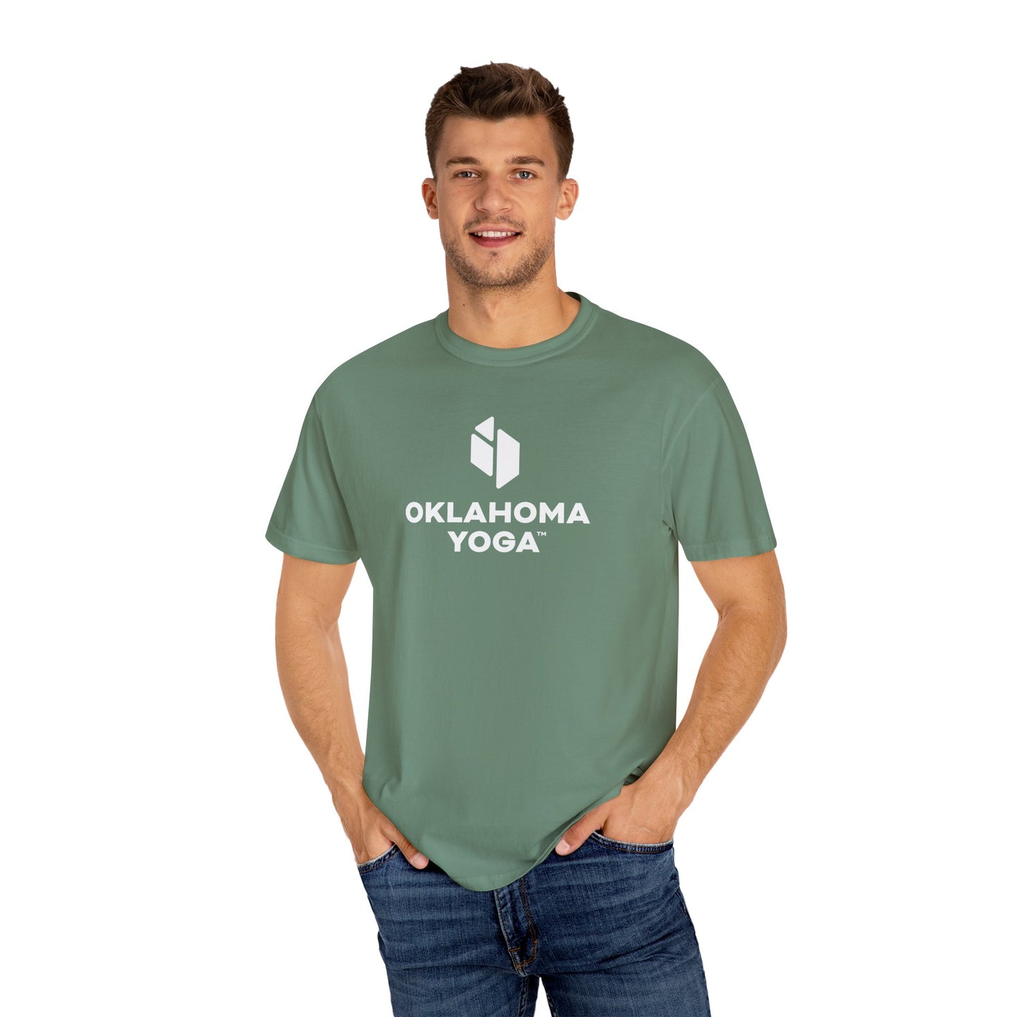 Oklahoma Yoga - Comfort Colors Unisex Tee with Backside Logo