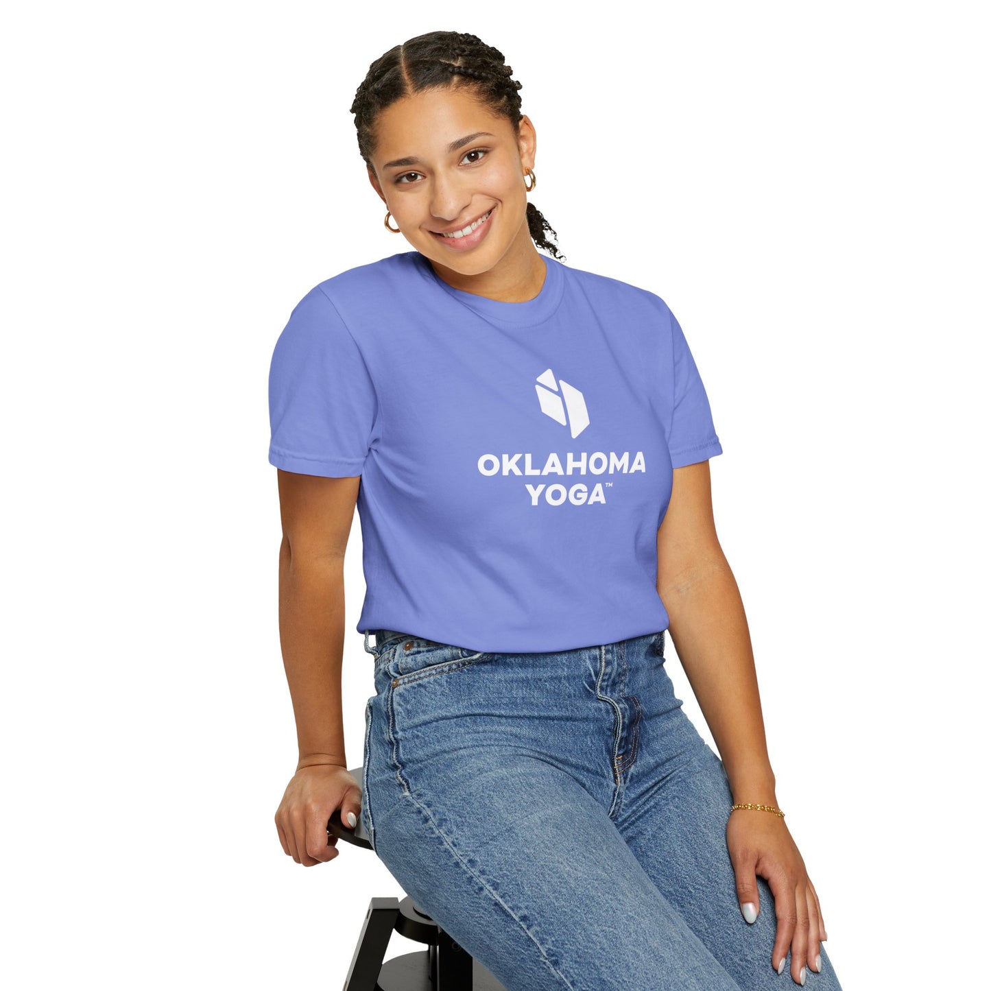 Oklahoma Yoga - Comfort Colors Unisex Tee with Backside Logo